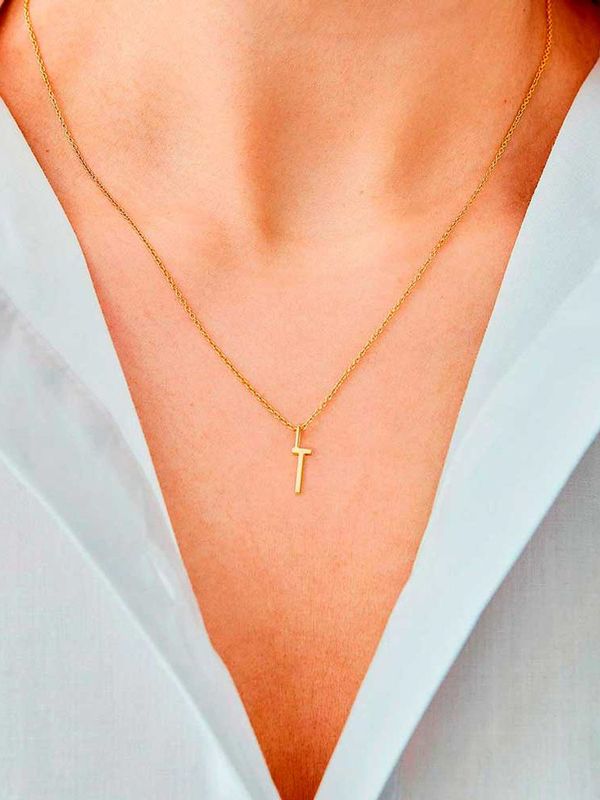 Letter 10mm for initial necklace A-Z (18K Goldplated) - T