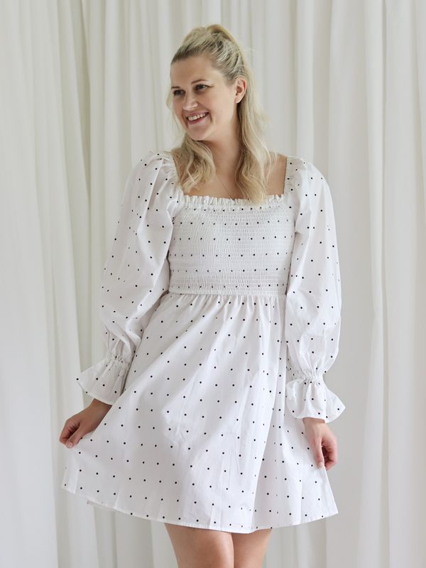 Balloon Sleeve Smocked Dress